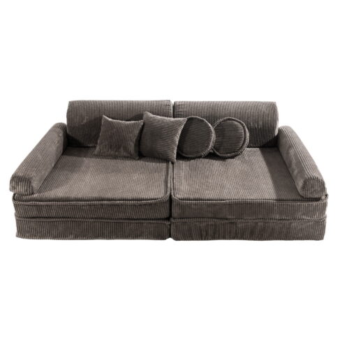 Large modular sofa bed - premium-class ribbed velvet, brown