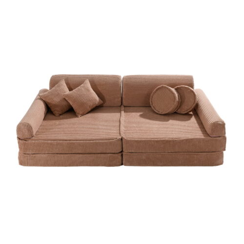 Large modular sofa - premium-class ribbed velvet in powder pink