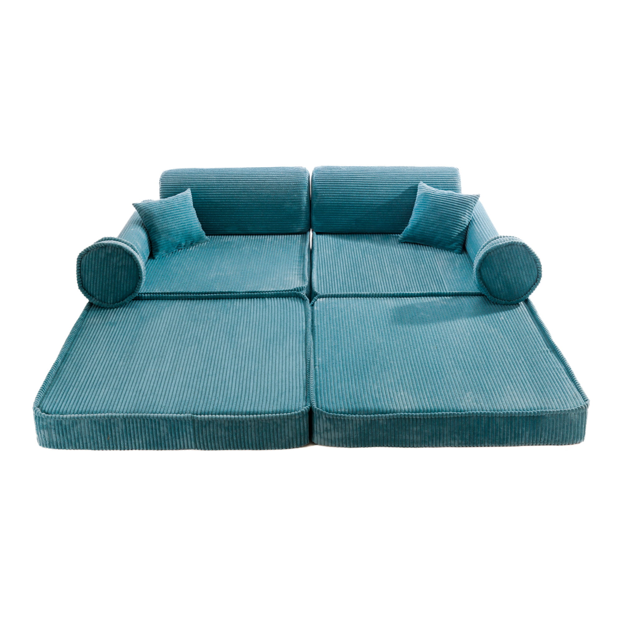 Large modular sofa bed - premium-class ribbed velvet in turquoise - Image 6
