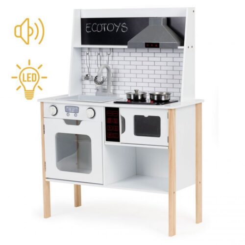 Wooden Play Kitchen with Sound and Lights