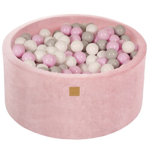 Ball pit with 300 balls, 90x40 cm - light pink velvet
