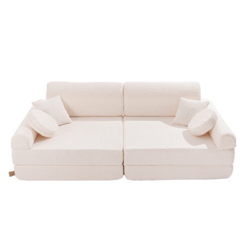 Large modular sofa - premium-class bouclé, white