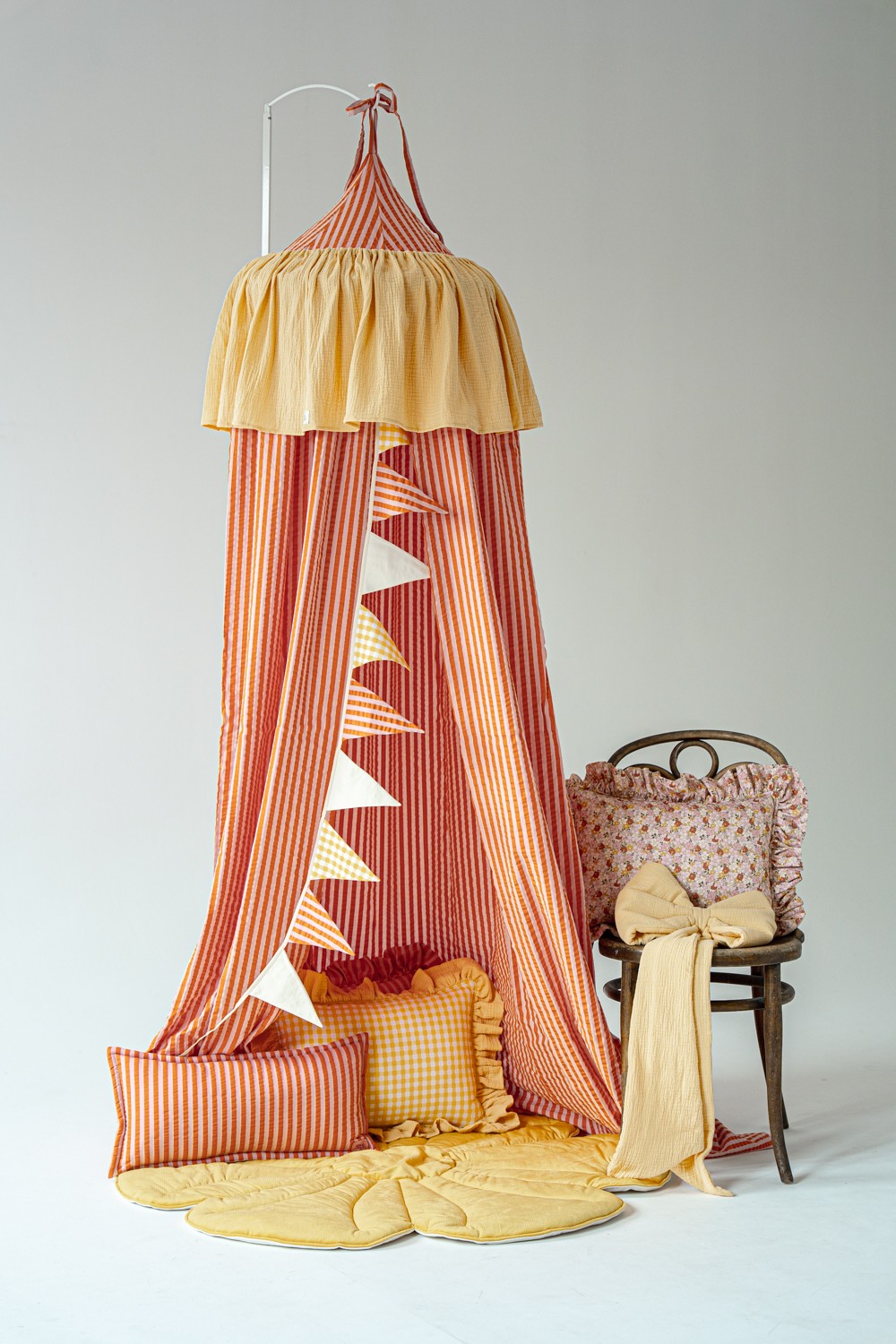 Cotton canopy - pink and orange stripes - Image 3