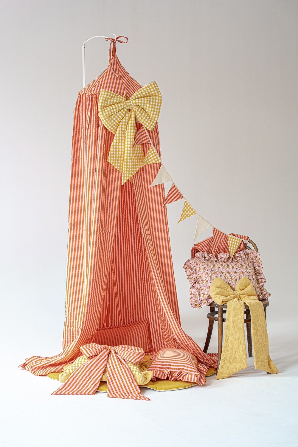 Cotton canopy - pink and orange stripes - Image 2