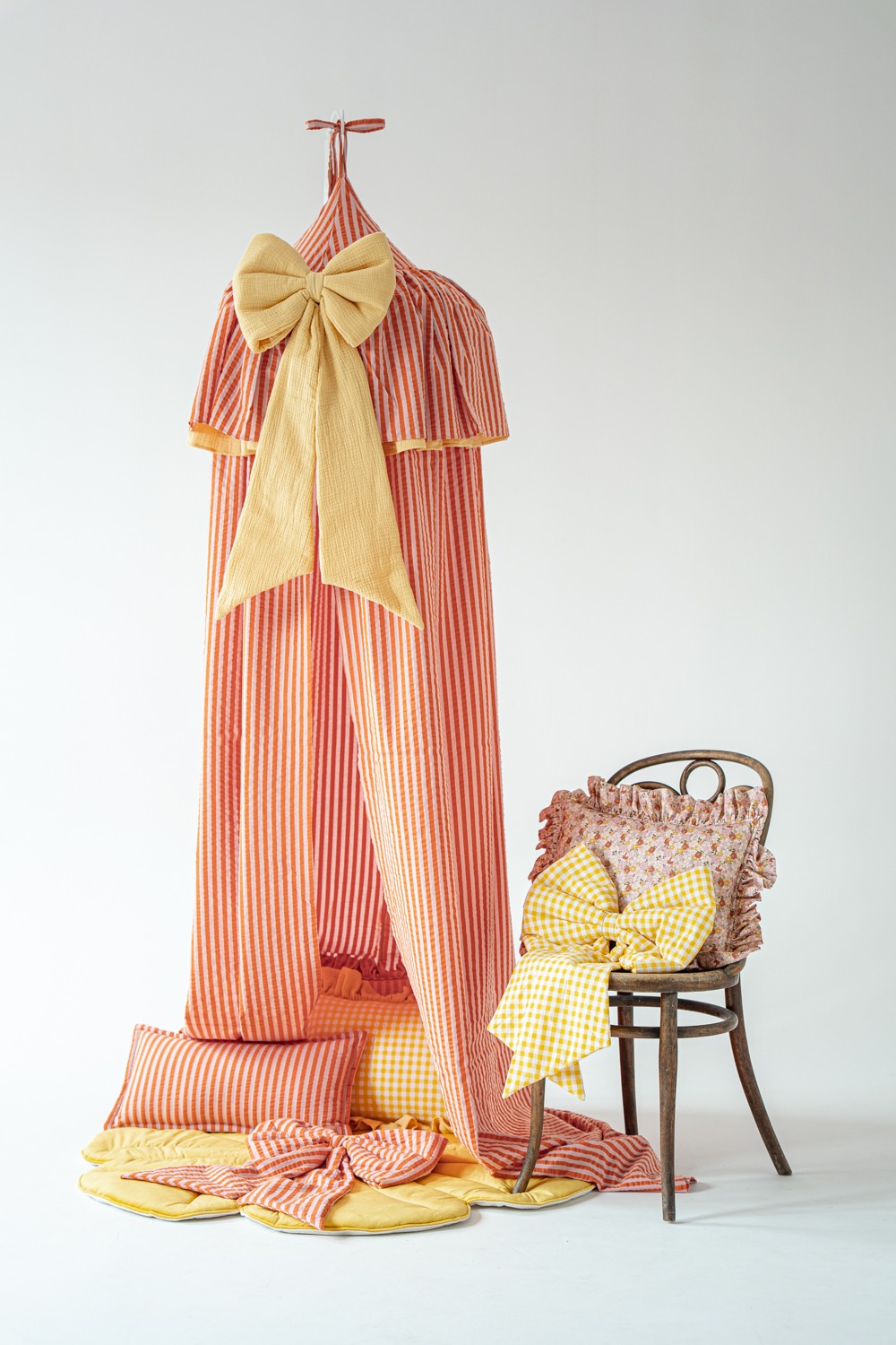 Cotton canopy - pink and orange stripes - Image 4