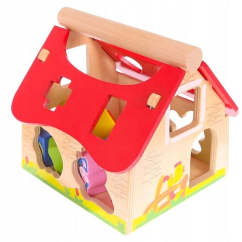 Farmhouse-themed shape sorter with animals