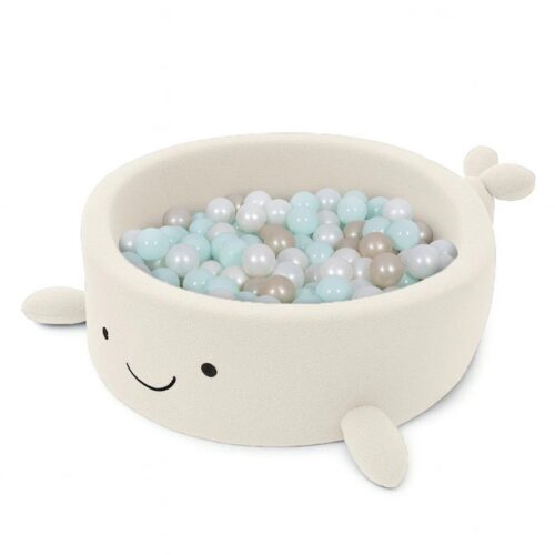 A foam ball pit for babies without balls - whale bouclé
