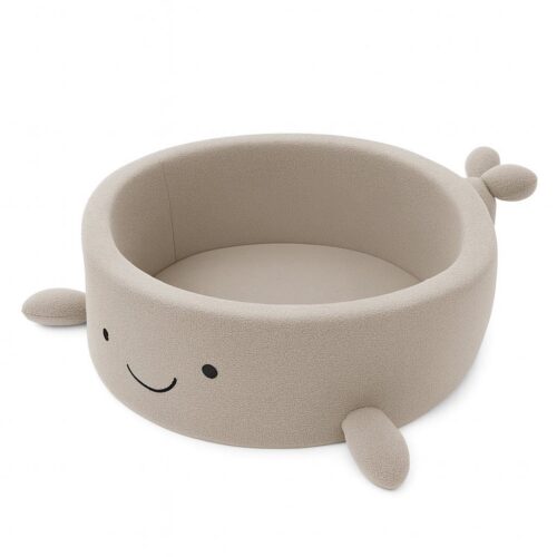 A foam ball pit for babies without balls - whale-patterned beige bouclé