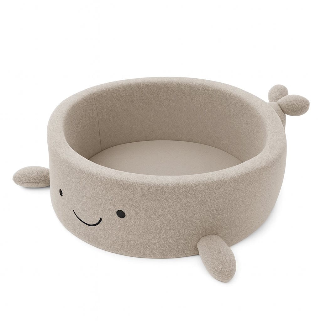 A foam ball pit for babies without balls - whale-patterned beige bouclé
