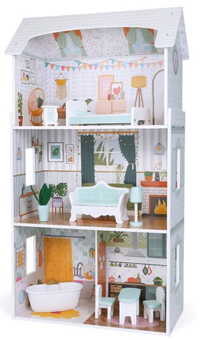 Luna Wooden Dollhouse with LED Lights - Image 3