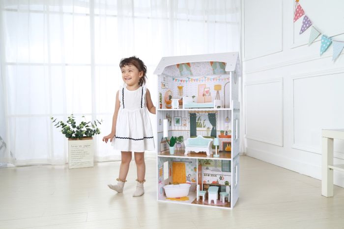 Luna Wooden Dollhouse with LED Lights
