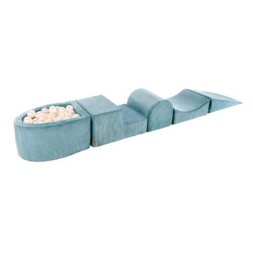 MeowBaby® mängukomplekt väikese pallimerega - türkiis ja pärlvalge