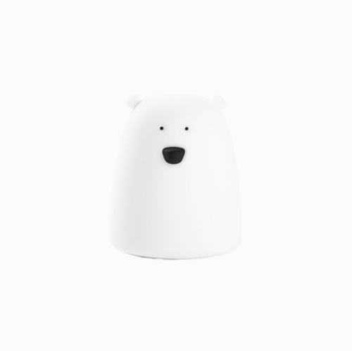 Small bear-shaped silicone night light - white