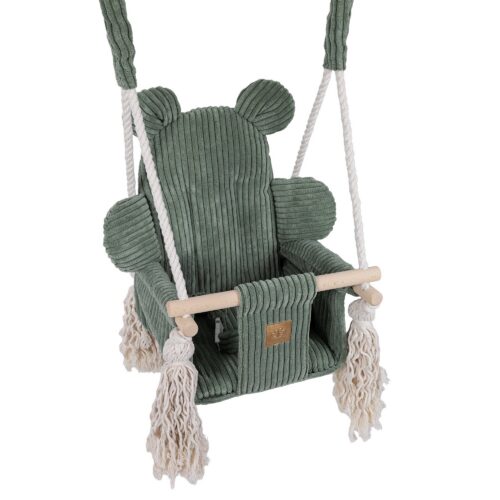 Indoor baby swing, teddy - olive green