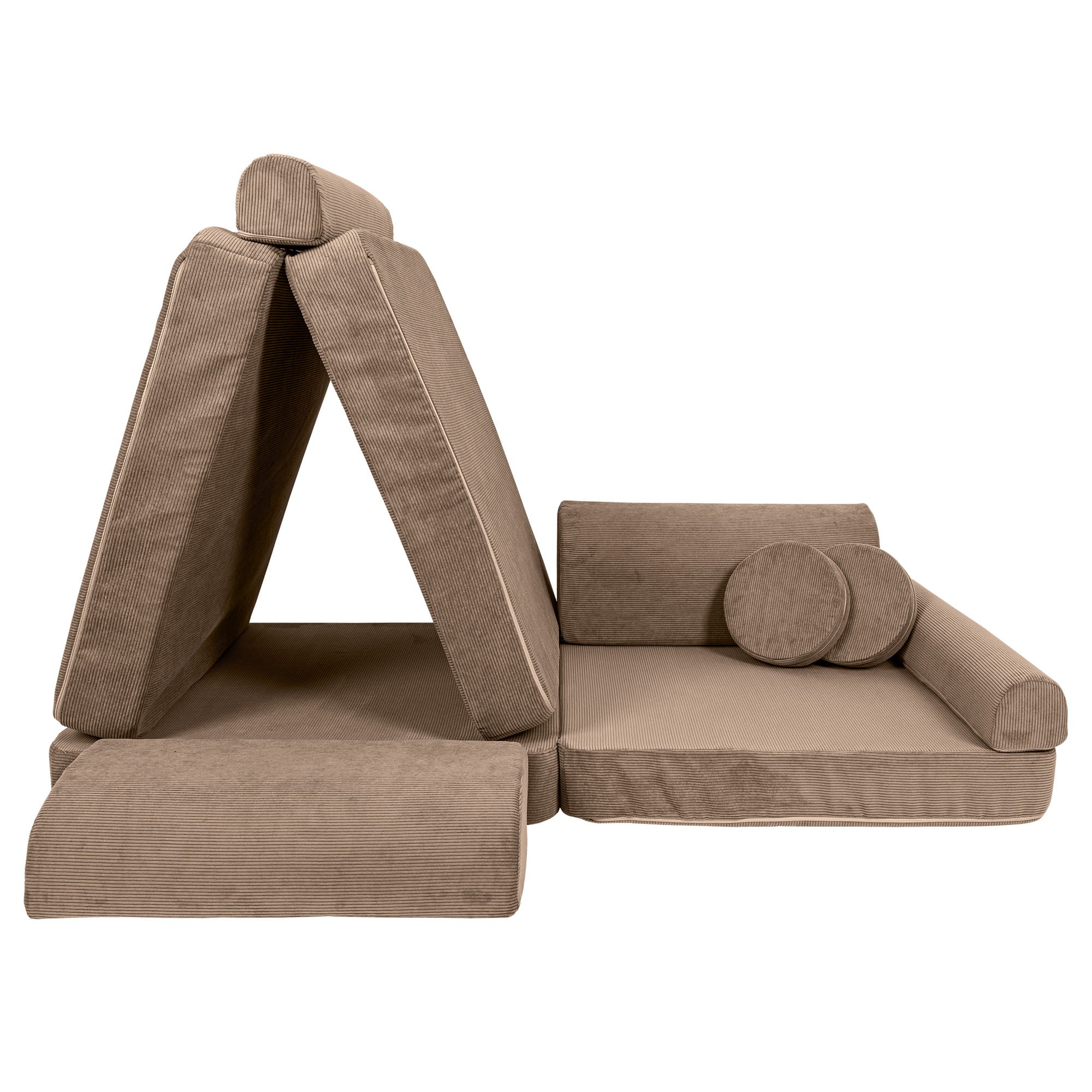 Large Modular Sofa - Slimcord Ribbed Velvet, Brown - Image 6