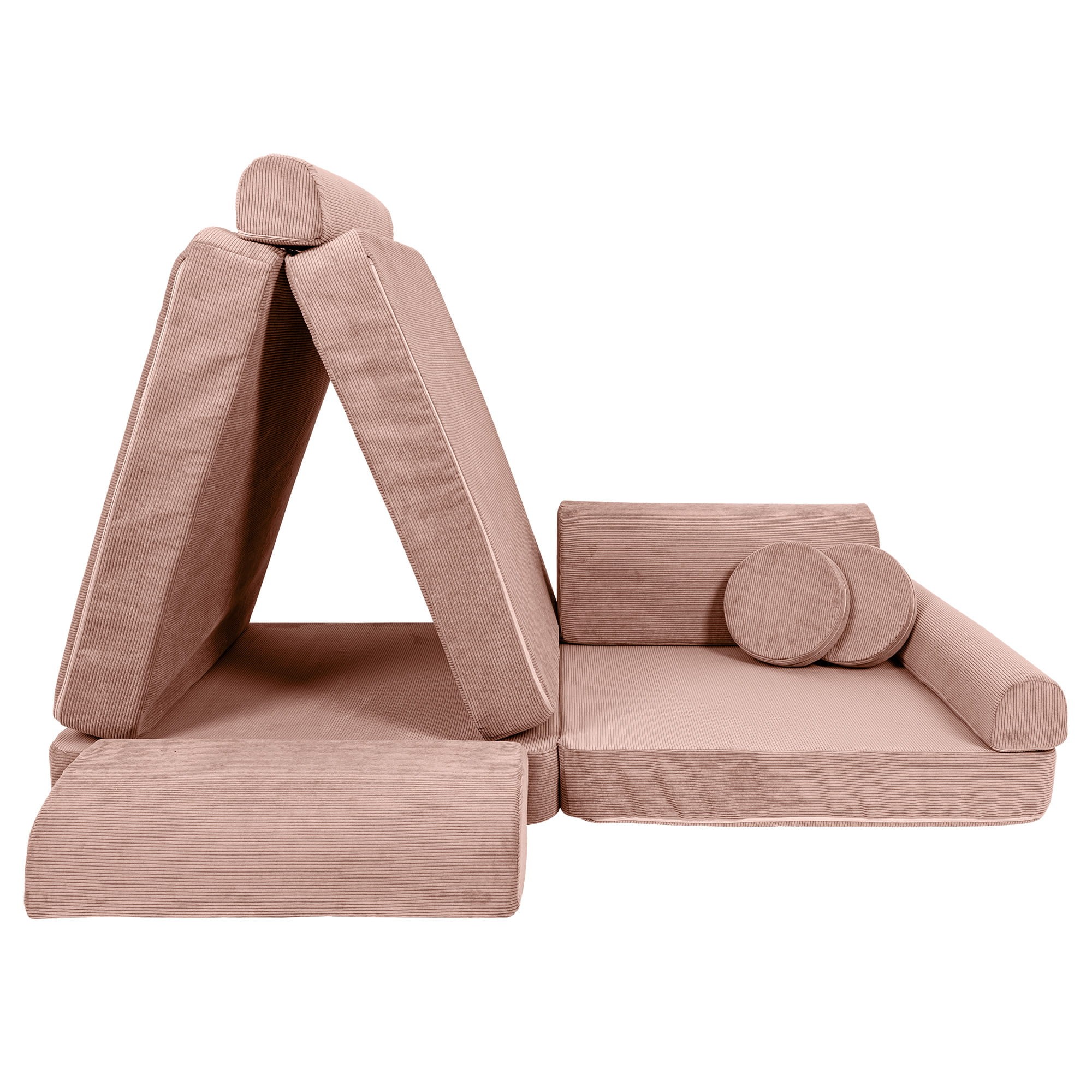 Large Modular Sofa - Slimcord Ribbed Velvet, Pink - Image 7