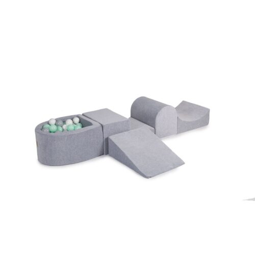 MeowBaby® Gray Velvet Play Set with a Sea of Balls - Coin, Gray, and White Balls