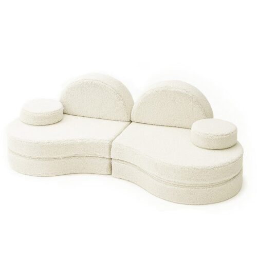 MeowBaby® Coccolo Modular Baby Sofa - 6-piece set, Bearly Cream