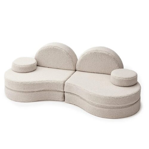 MeowBaby® Coccolo Modular Baby Sofa - 6-piece set, Bearly Light Gray