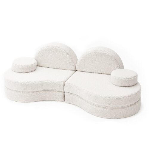 MeowBaby® Coccolo Modular Baby Sofa - 6-piece set, Bearly Off-White