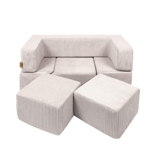 MeowBaby® Soft Velvet Block Sofa - Ecru