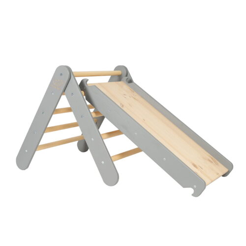 Ladder with a slide and climbing wall - gray