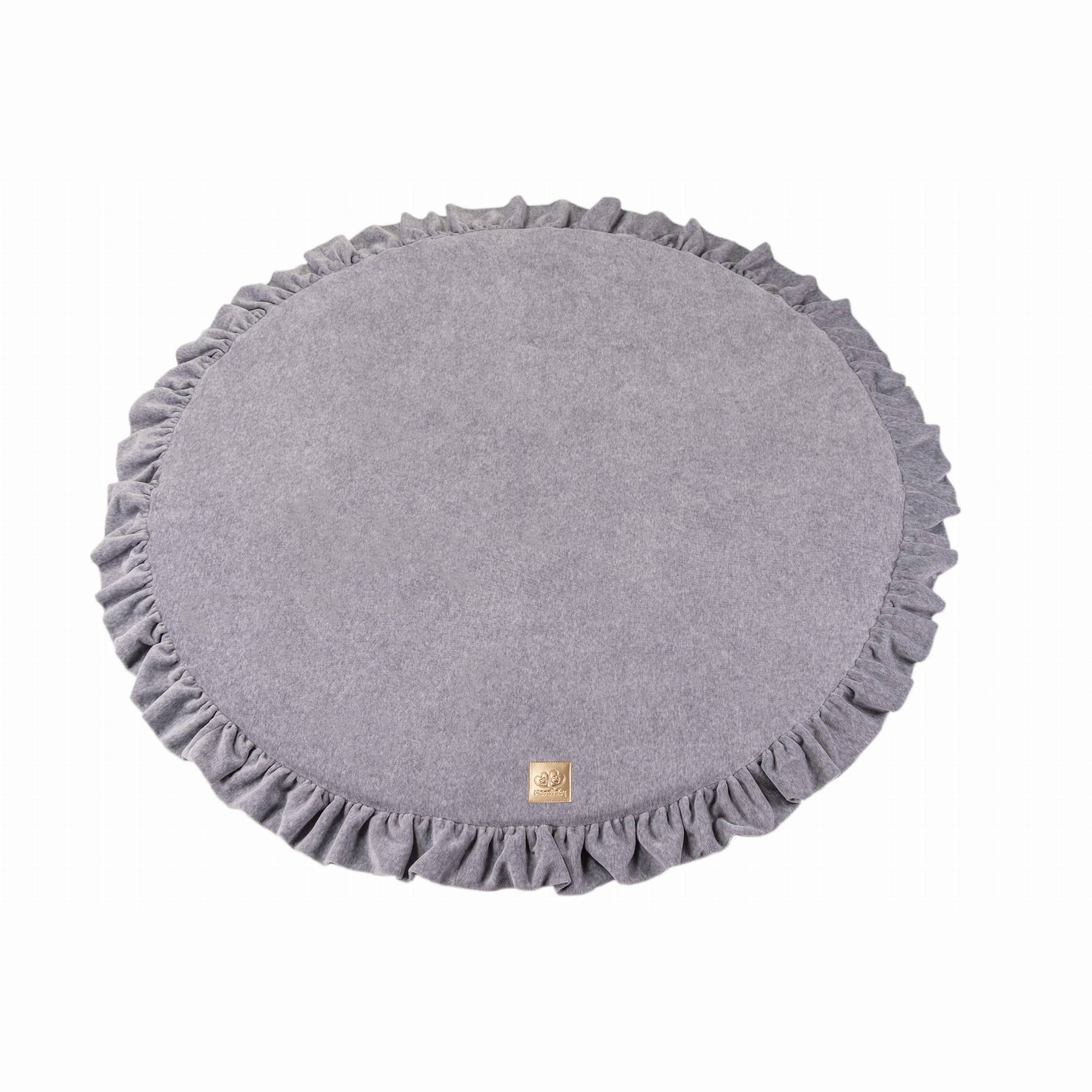 Round Play Mat with Patches - Gray Velvet