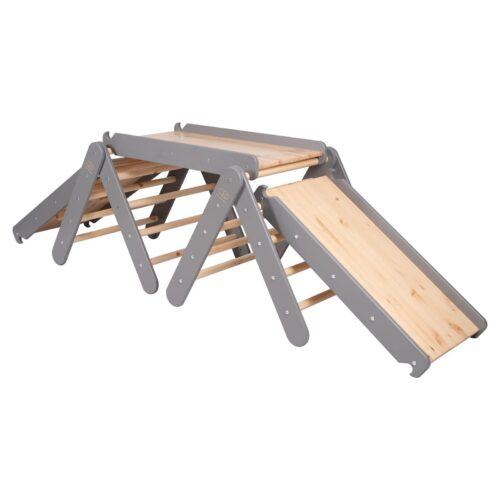 Climbing Triangle with Slide and Climbing Frame - Gray