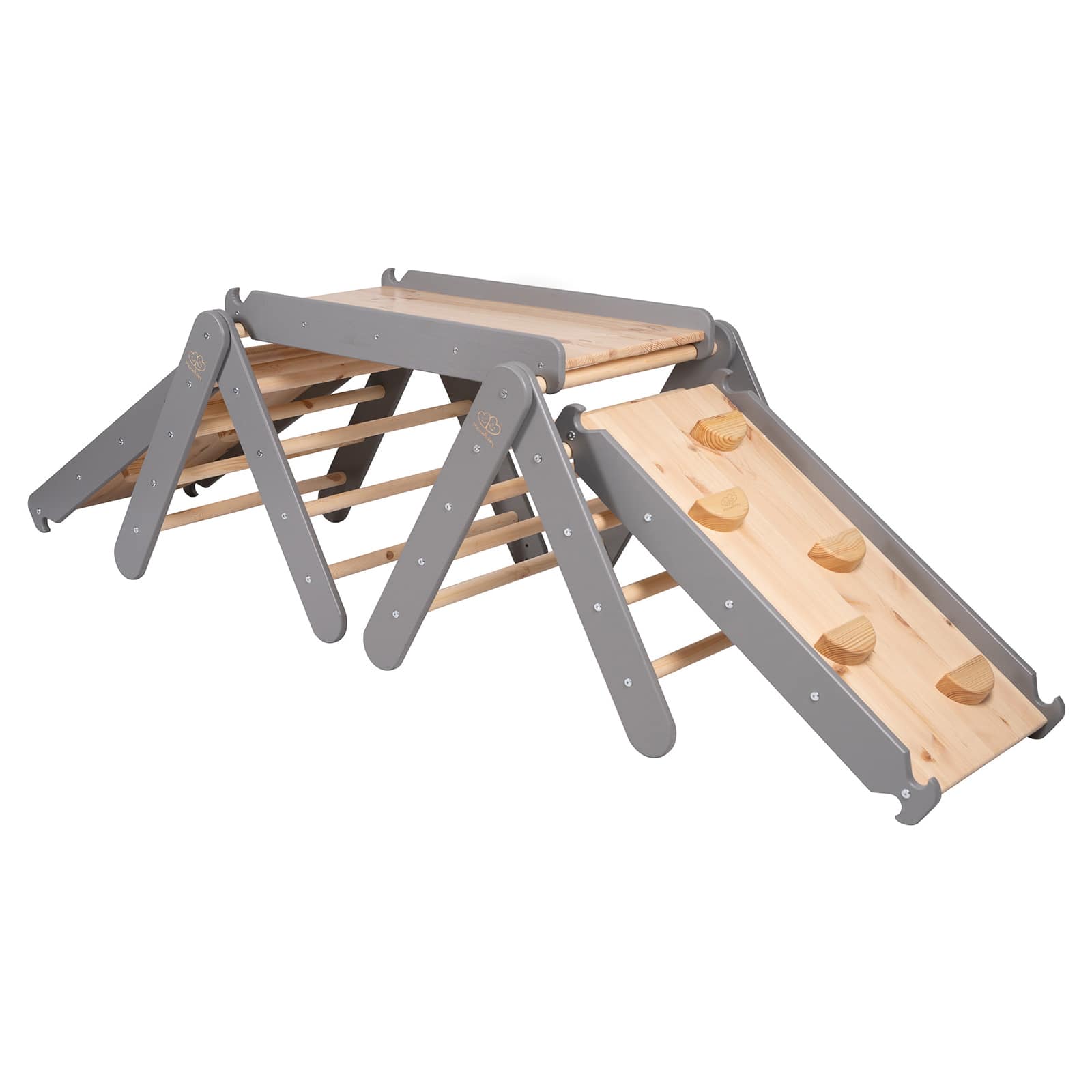 Climbing Triangle with Slide and Climbing Frame - Gray - Image 2