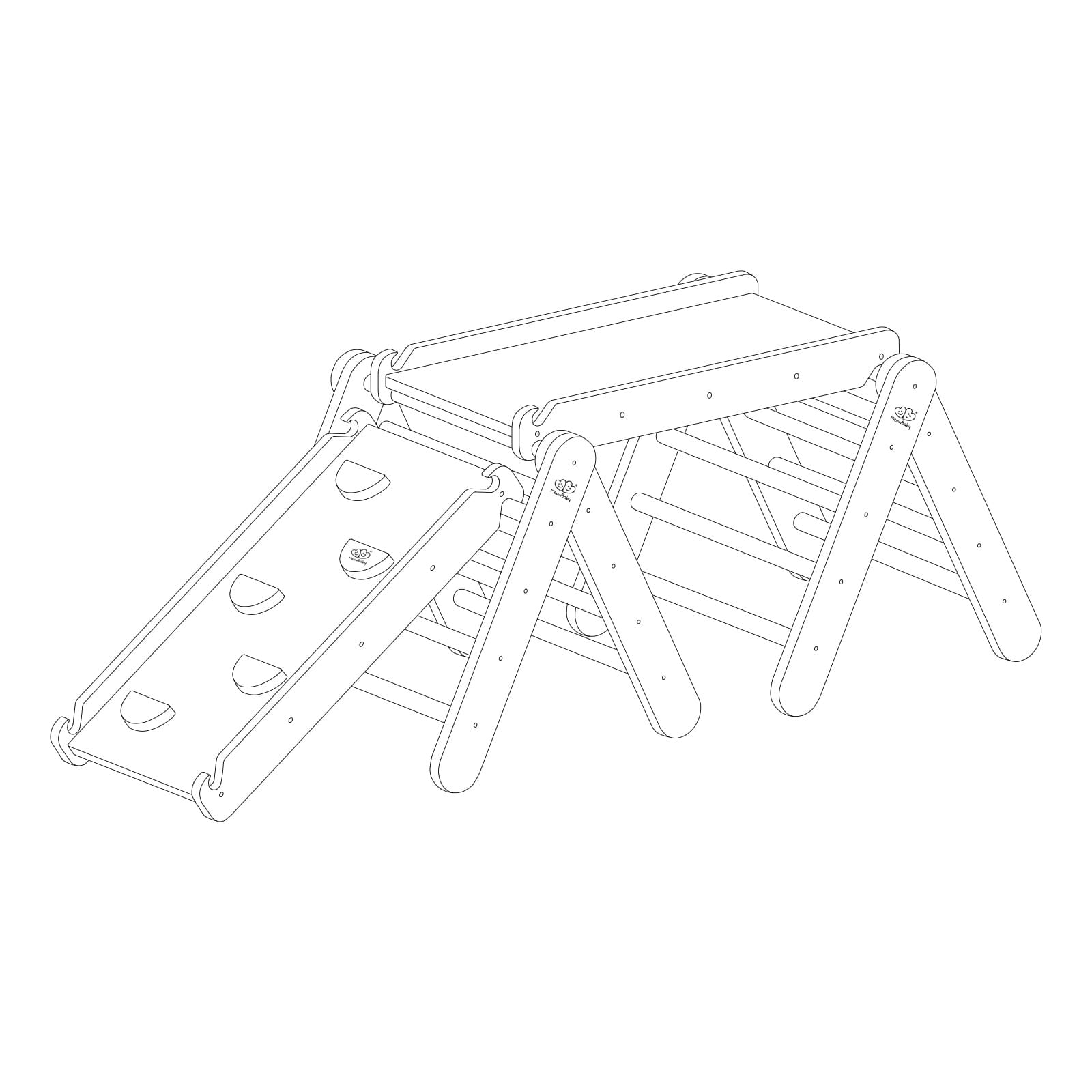 Climbing Triangle with Slide and Climbing Frame - Gray - Image 6