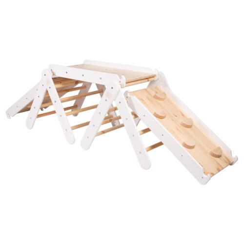 Climbing Triangle with Slide and Climbing Frame - White