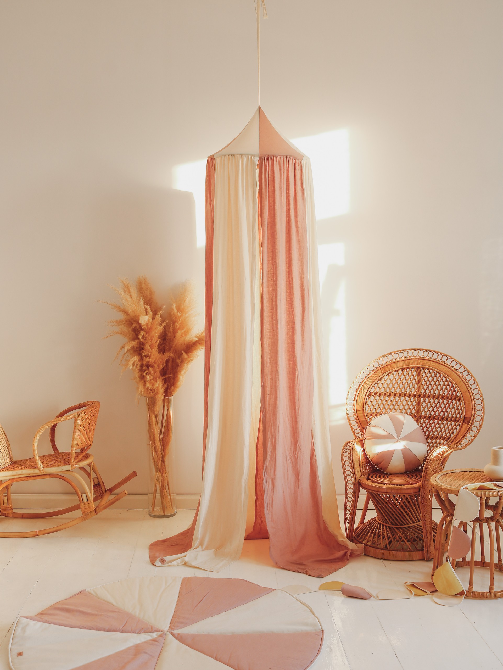 Canopy made of organic cotton and linen - powder pink
