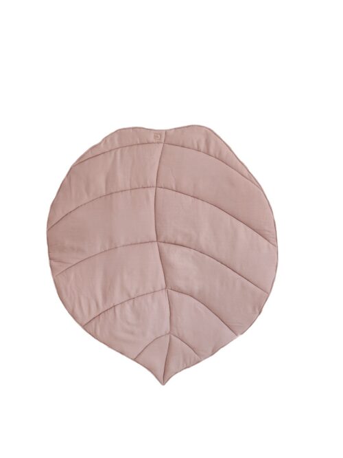 Leaf-shaped play mat made of organic cotton and linen - powder pink
