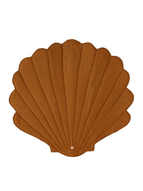 Organic Cotton and Linen Seashell Play Mat - Caramel