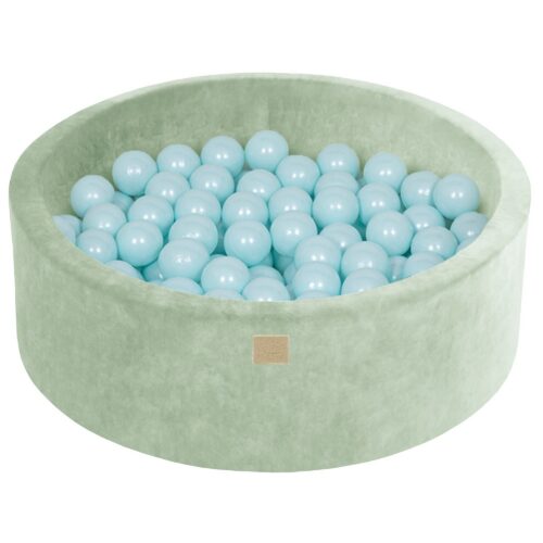 Round ball pit with 200 baby-blue balls, 90x30 cm - sage velvet
