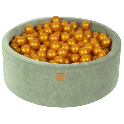 Round Ball Sea, 200 gold balls, 90x30 cm - sage velvet