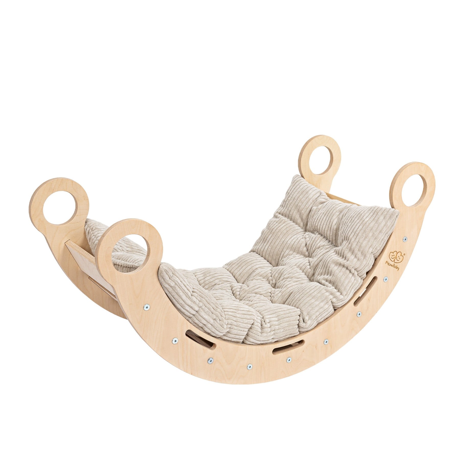 Snug Baby Swing - Natural with a Beige Cushion - Image 2