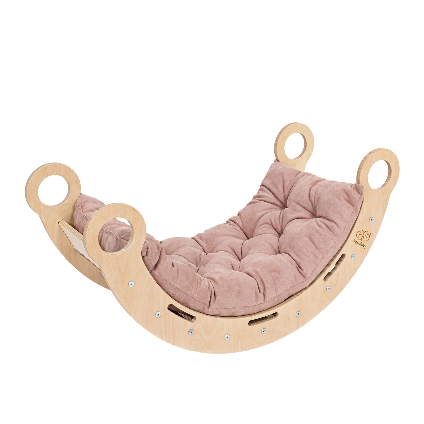 Snug Baby Swing - Natural with a Pink Pillow - Image 2