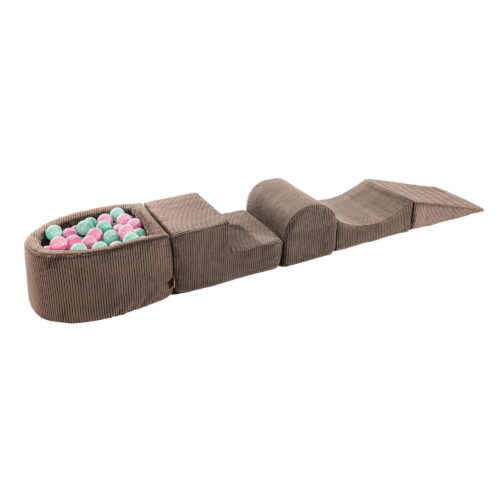 MeowBaby® mängukomplekt väikese pallimerega - pruun ja pastellroosa/münt