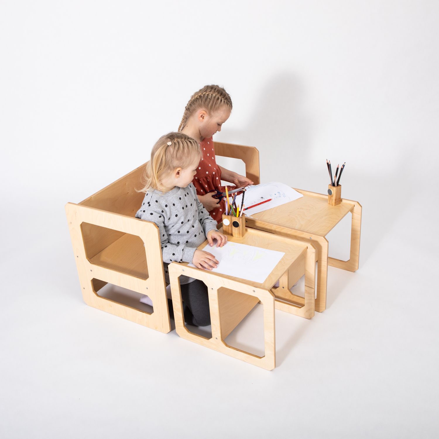 Montessori Weaning laud ja tool komplekt - 2 tooliga - Pilt 4