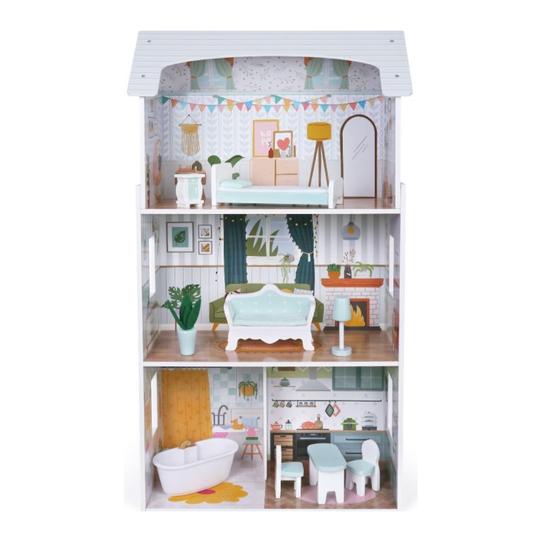 Luna Wooden Dollhouse with LED Lights - Image 2