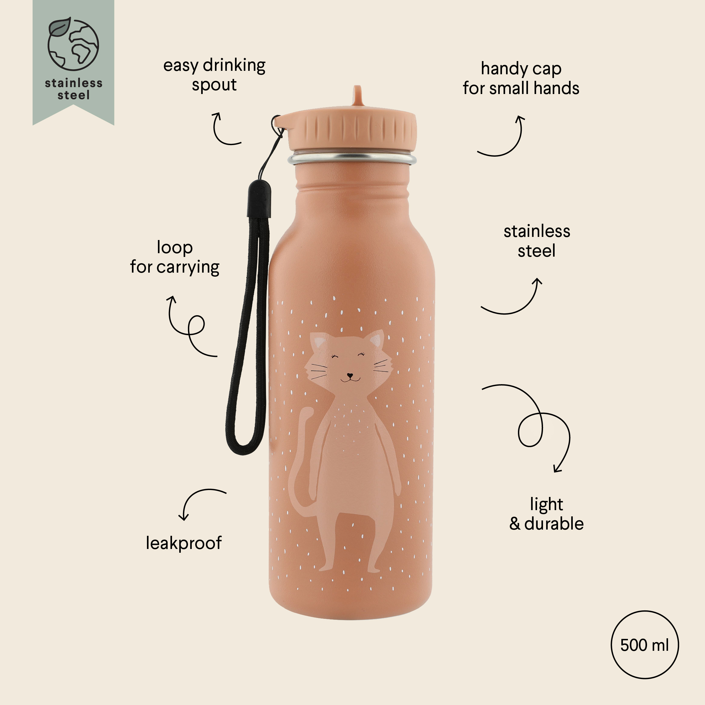 Roostevabast terasest pudel 500 ml - Proua Kass - Pilt 2