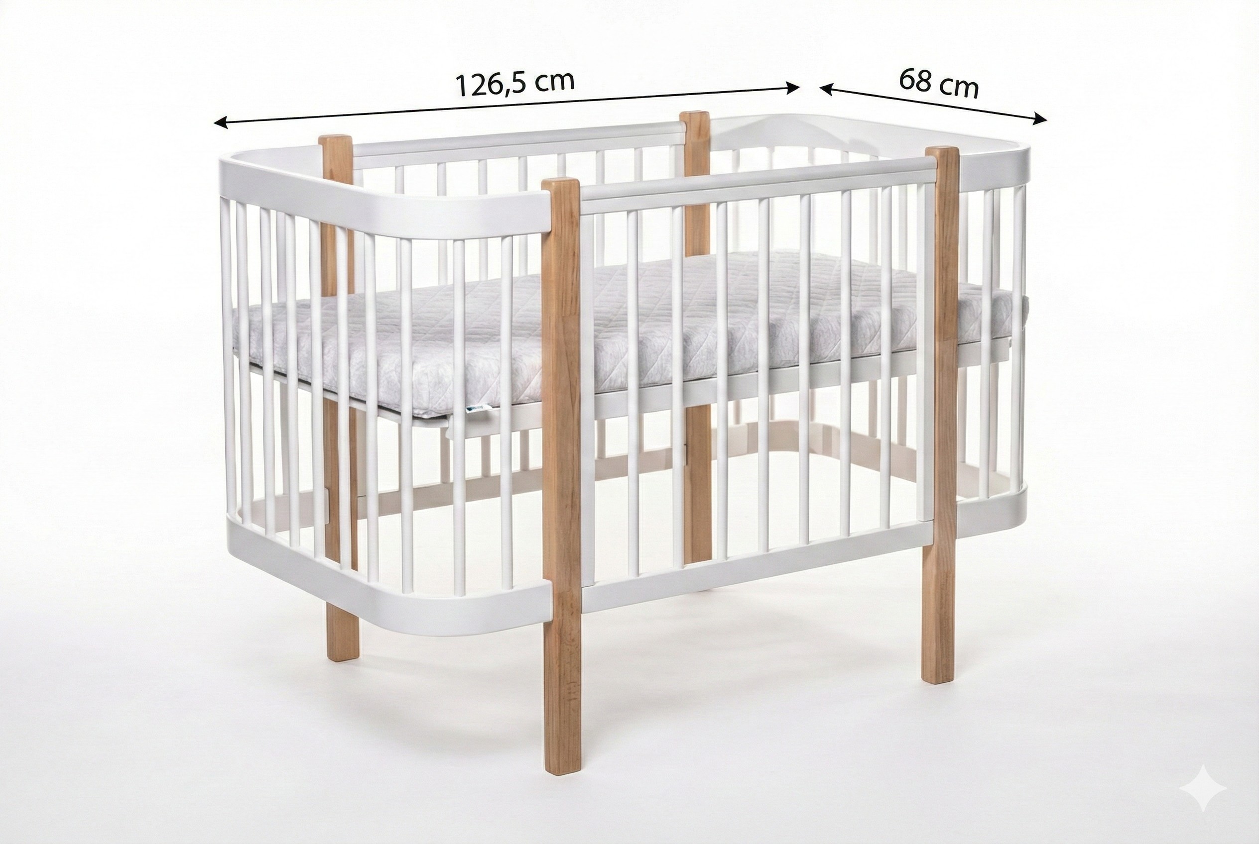 Beebivoodi ELIN madratsiga – naturaalne/valge - Pilt 3