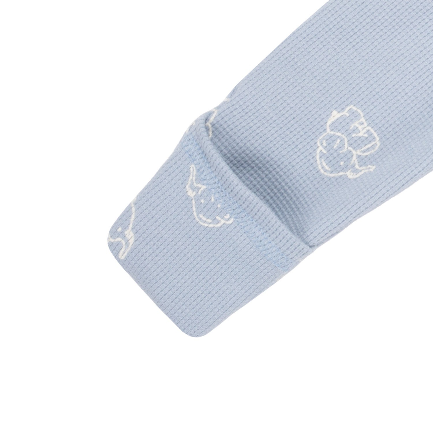 Blue cotton baby onesie with closed-toe legs - Image 2