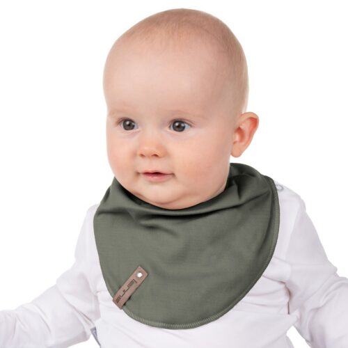 Laste meriinovillane kaelussall – khaki/roheline
