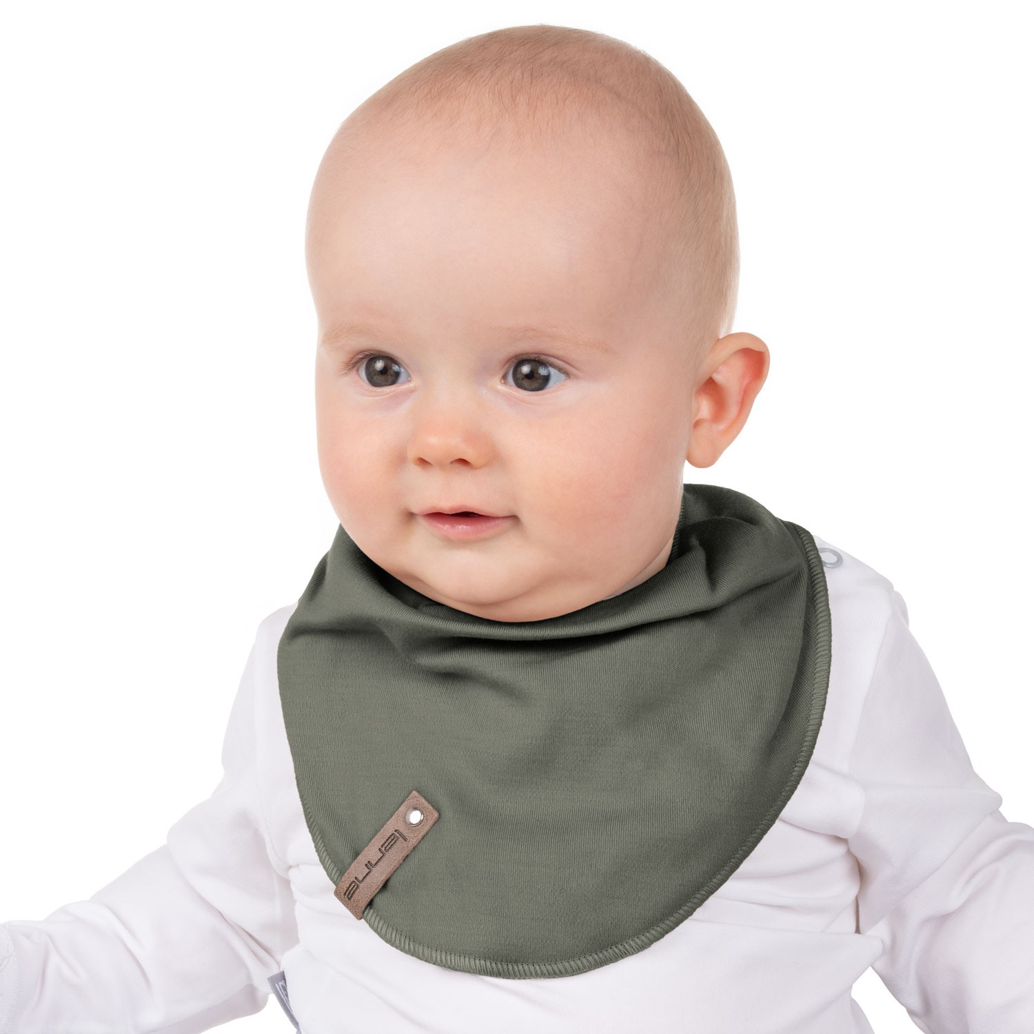 Laste meriinovillane kaelussall – khaki/roheline