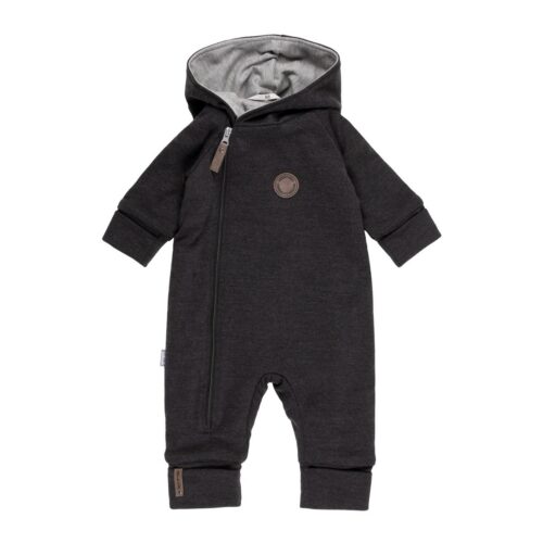 Merino wool baby onesie with a cotton lining – dark gray