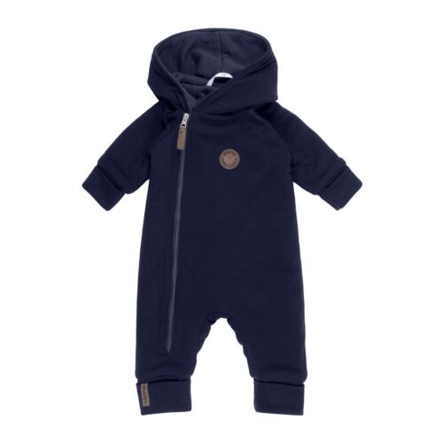 Merino wool baby onesie with a cotton lining – dark blue