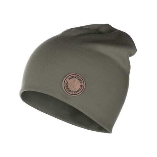 Khaki-green, two-layer merino wool hat
