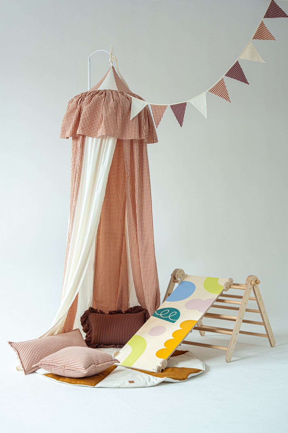 Cotton Canopy - Rust-Colored Checkered Circus - Image 3